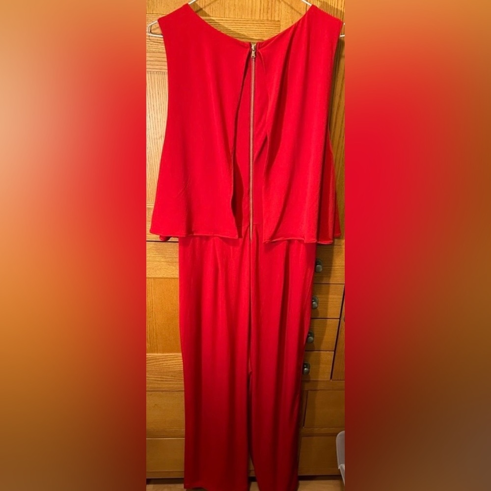 Julian Taylor Red Layered Wide Leg Jumpsuit | Size 14 - Picture 2 of 6